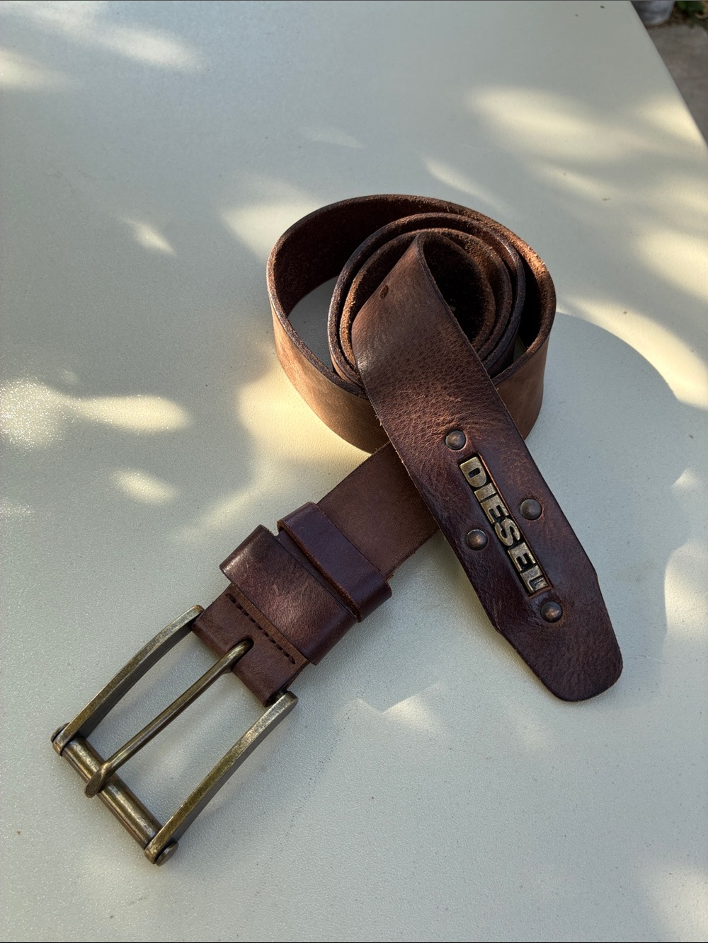 Diesel Y2K Vintage Brown Leather Men's Belt Made in Italy Size 95/38